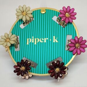 Piper K Flower Hair Clip Set  New With Tags Set Of 6